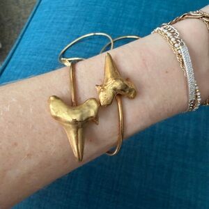 Gold Shark Tooth Cuff Bracelet - Women's Jewelry